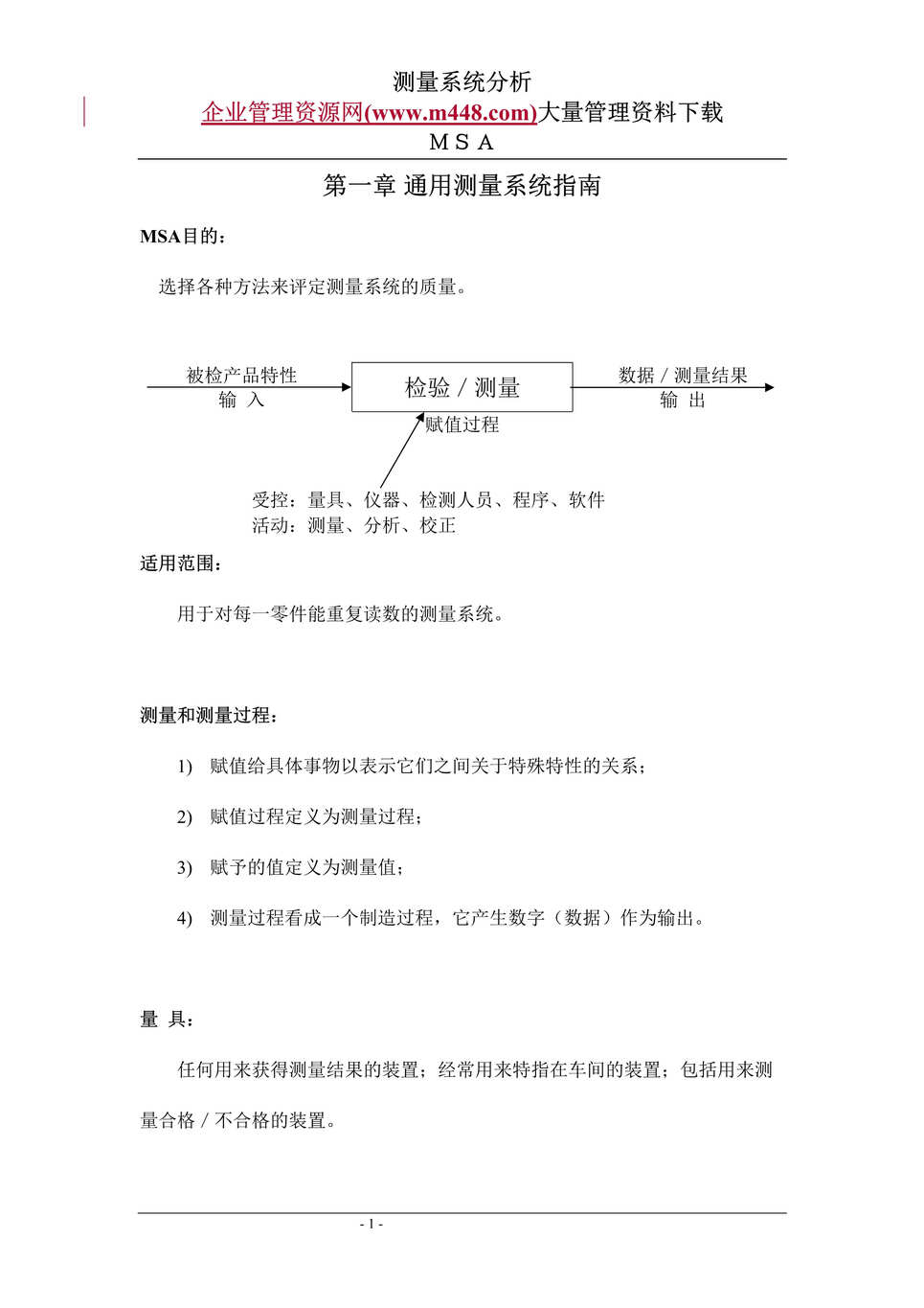 “MSA测量系统分析(DOC　18).rar”第1页图片