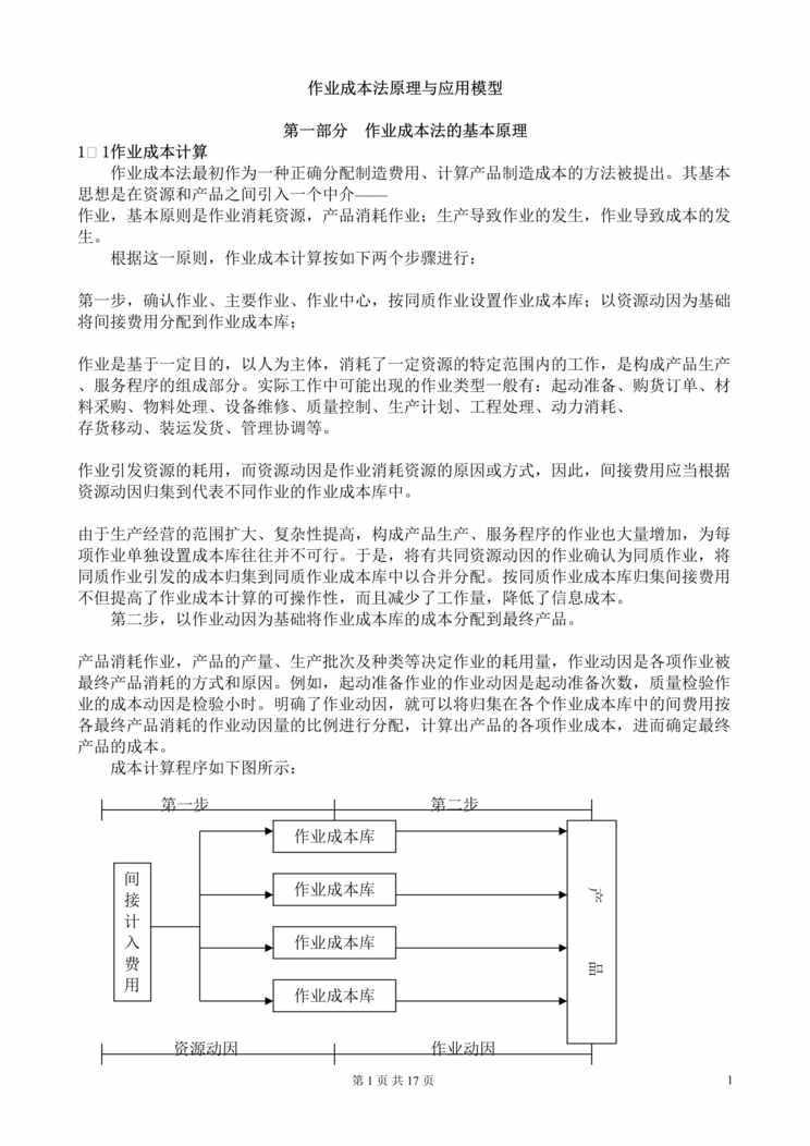 “成本管理-作业成本法原理与应用模型(doc 14)免费推荐!!.rar”第1页图片