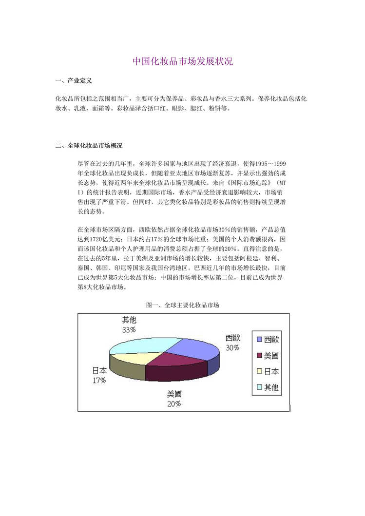 “日化用品-中国化妆品市场发展状况(doc 17).rar”第1页图片