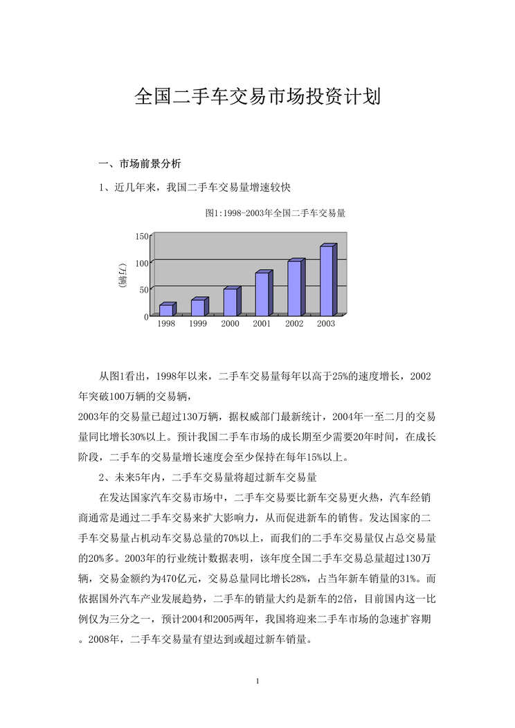 “全国二手车交易市场投资计划(doc 10).rar”第1页图片