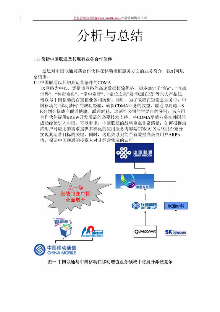 “中国联通增值业务分析和总结(DOC　12).doc”第1页图片