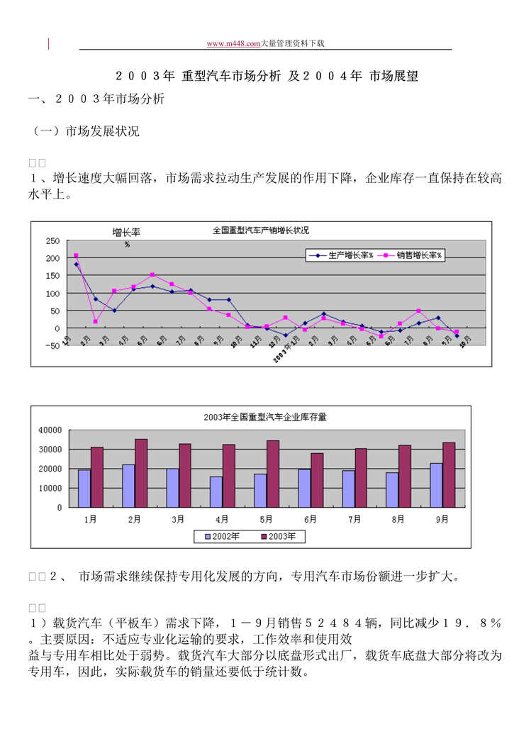 “2003年重型汽车市场分析及2004年市场展望(doc 17).rar”第1页图片