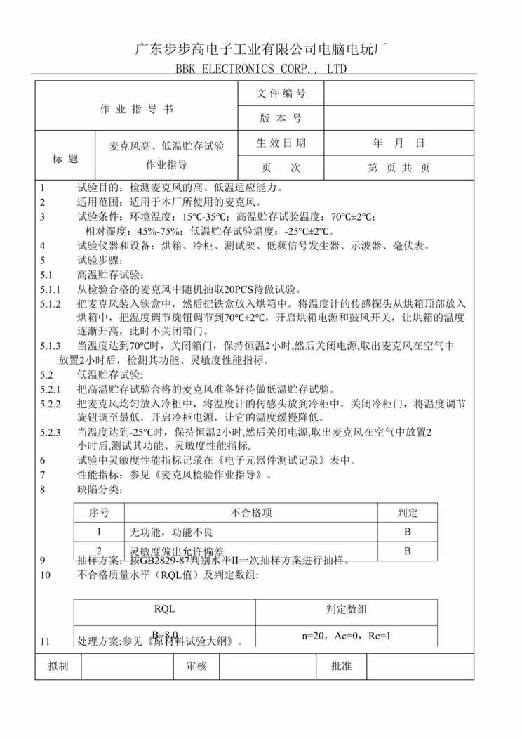 “步步高IQC检验作业指导书--塑胶、试验、仪器部分（44个DOC）.doc”第1页图片