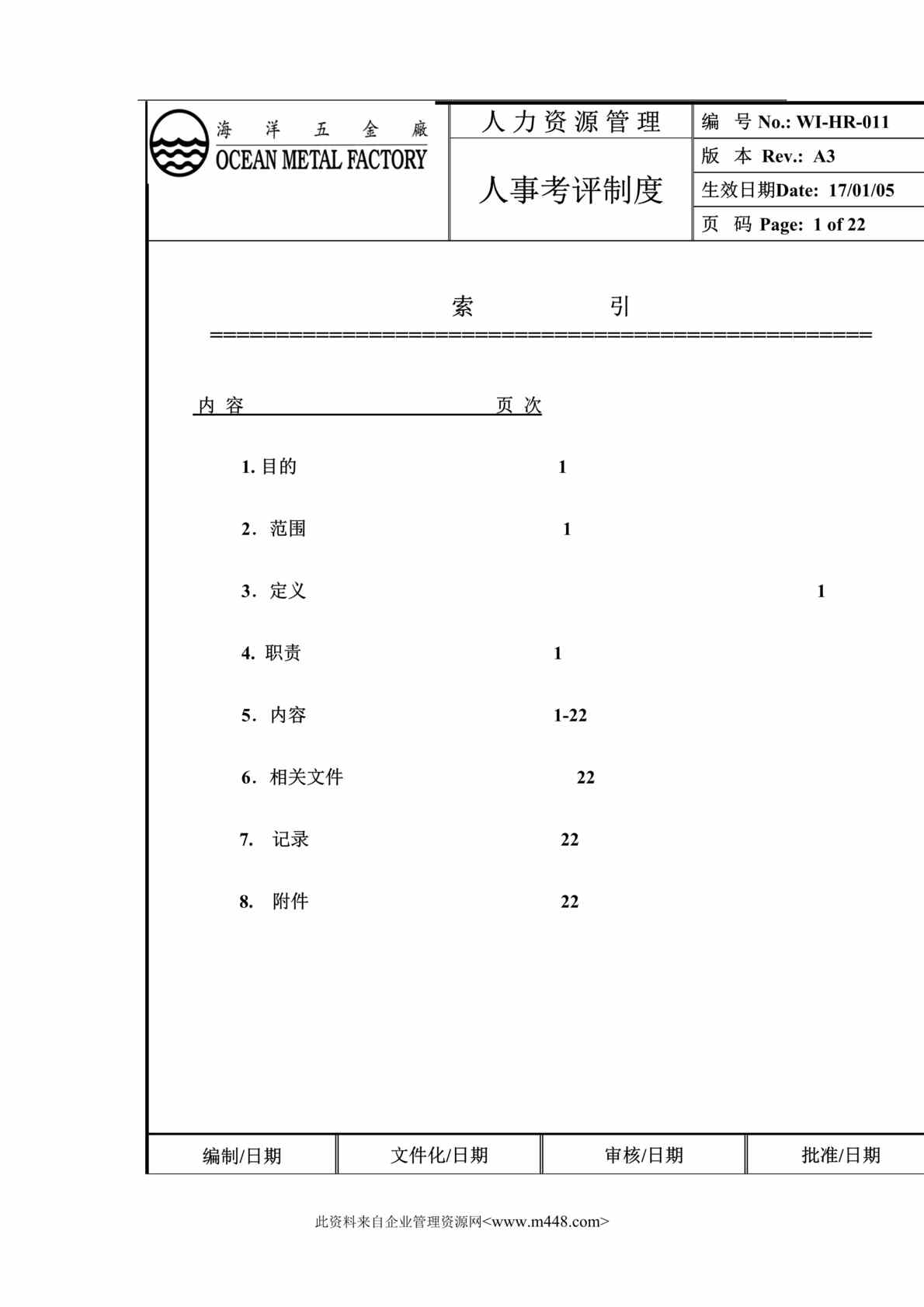 “XX五金厂人事考评制度(doc 23).rar”第1页图片