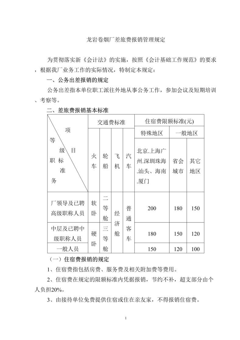 “xx卷烟厂-差旅费报销管理规定(doc　4).doc”第1页图片