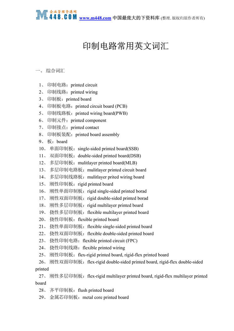 “印制电路常用英文词汇(doc 20).rar”第1页图片