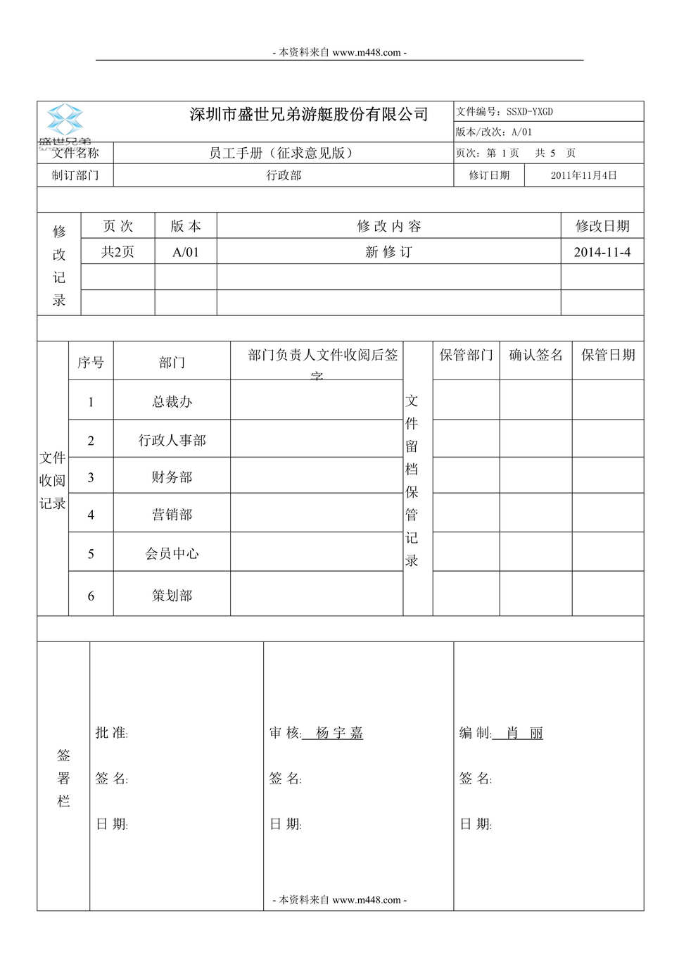 “盛世兄弟游艇股份公司员工手册DOC(27页).doc”第1页图片