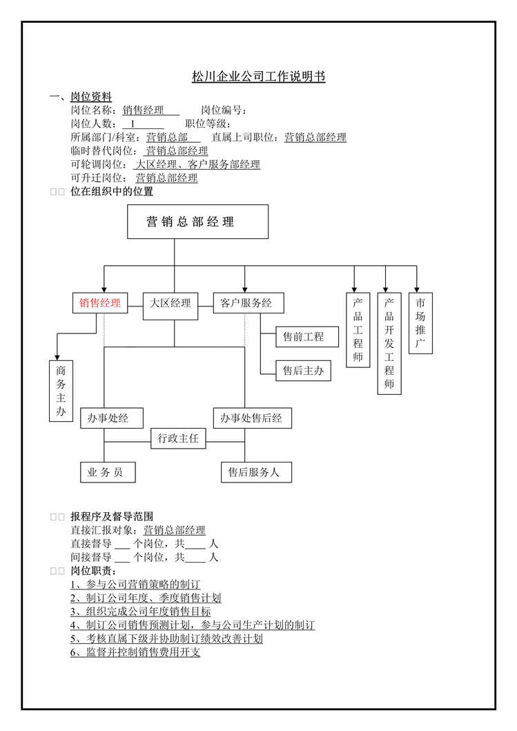 “xx公司各岗位工作说明书(22个DOC).rar”第1页图片