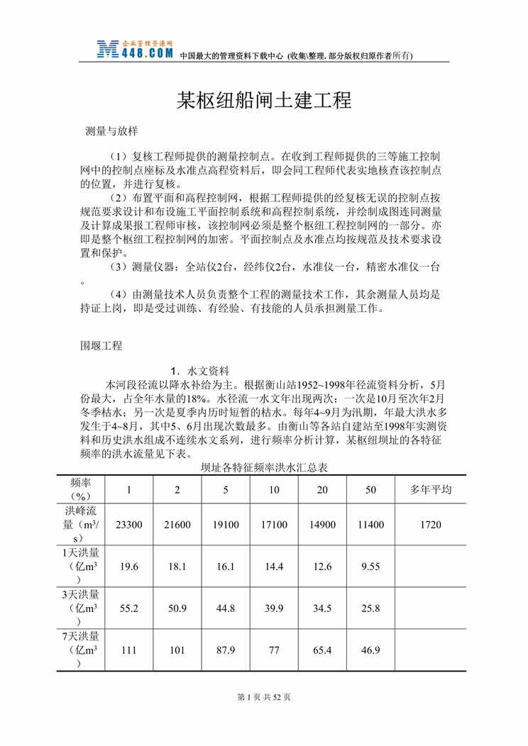 “某枢纽船闸土建工程(doc 47).rar”第1页图片