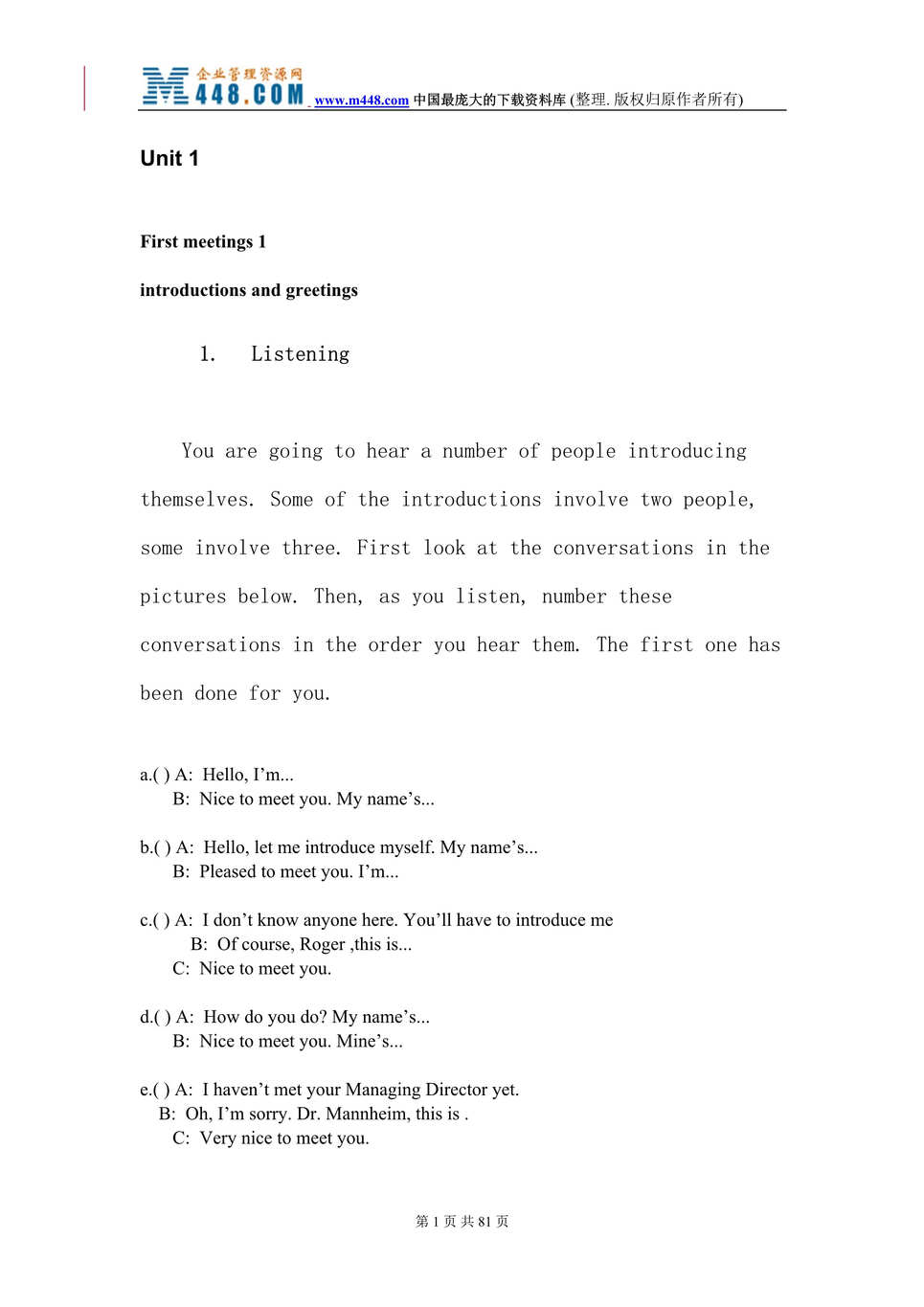 “初级商务英语文本Unit1-10(doc 65).rar”第1页图片