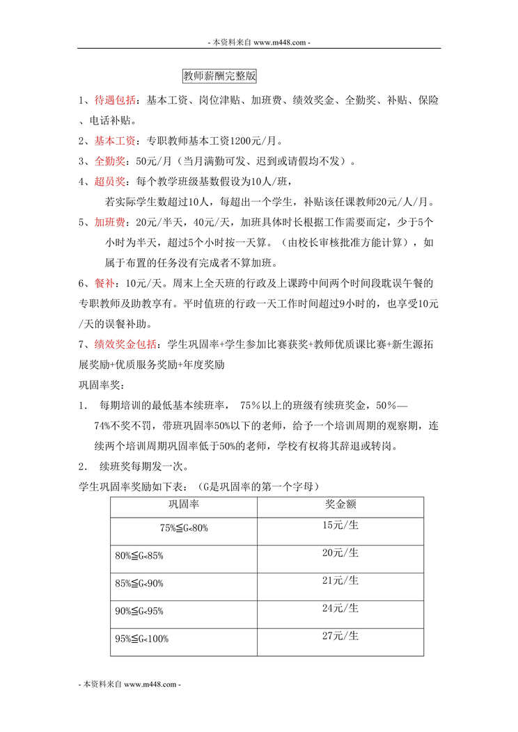 “国诚招生教育机构教师薪酬完整版DOC”第1页图片