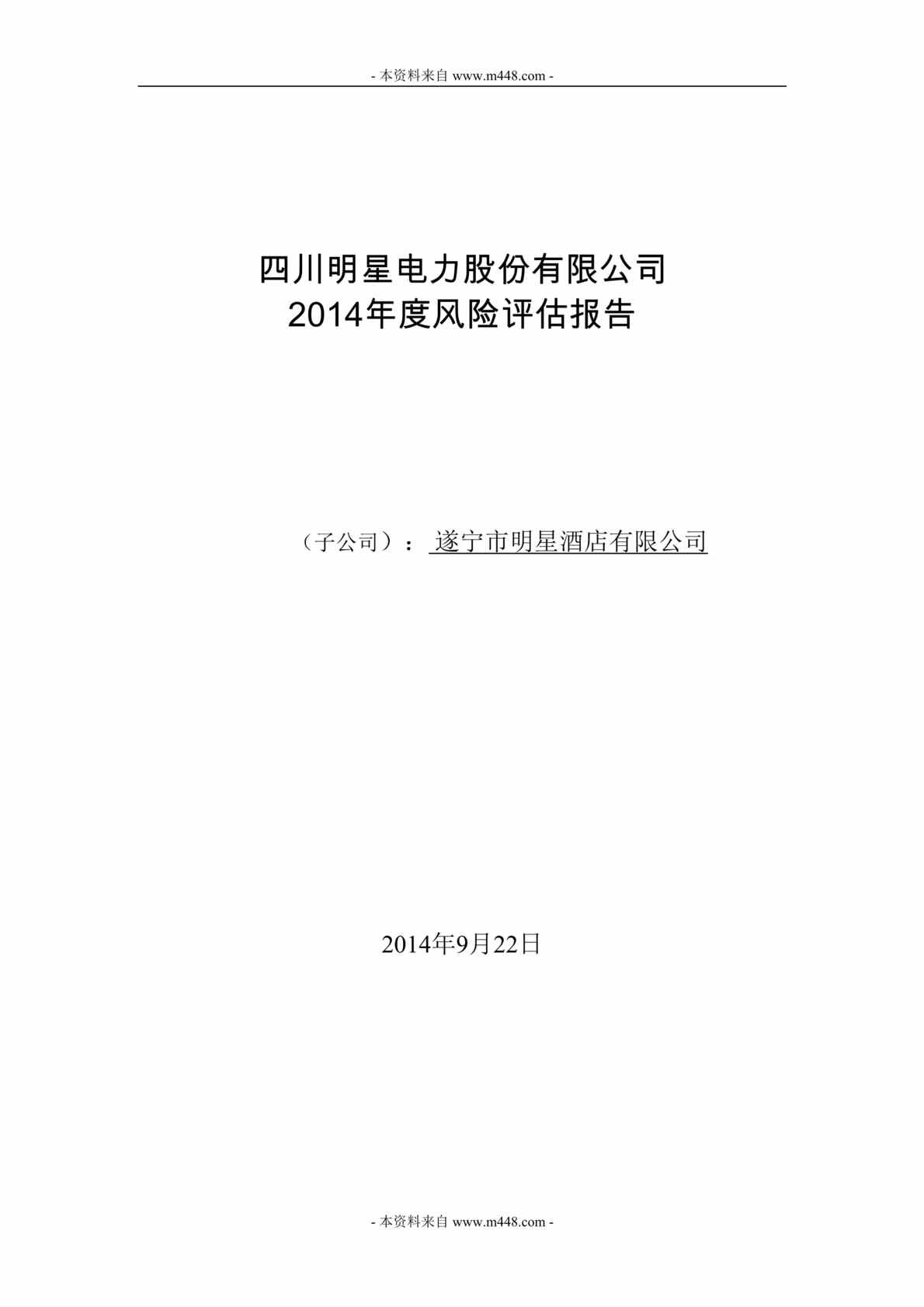 “四川明星电力股份公司2014年度风险评估报告DOC”第1页图片