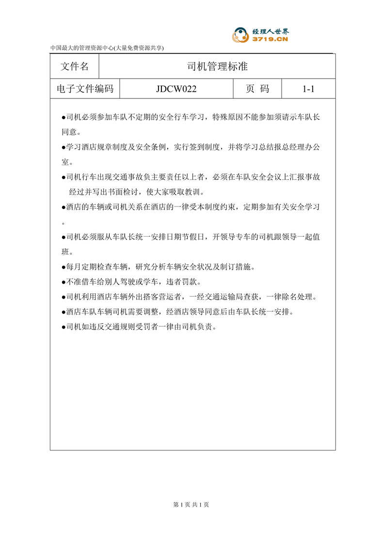 “车务部司机管理标准(doc).rar”第1页图片