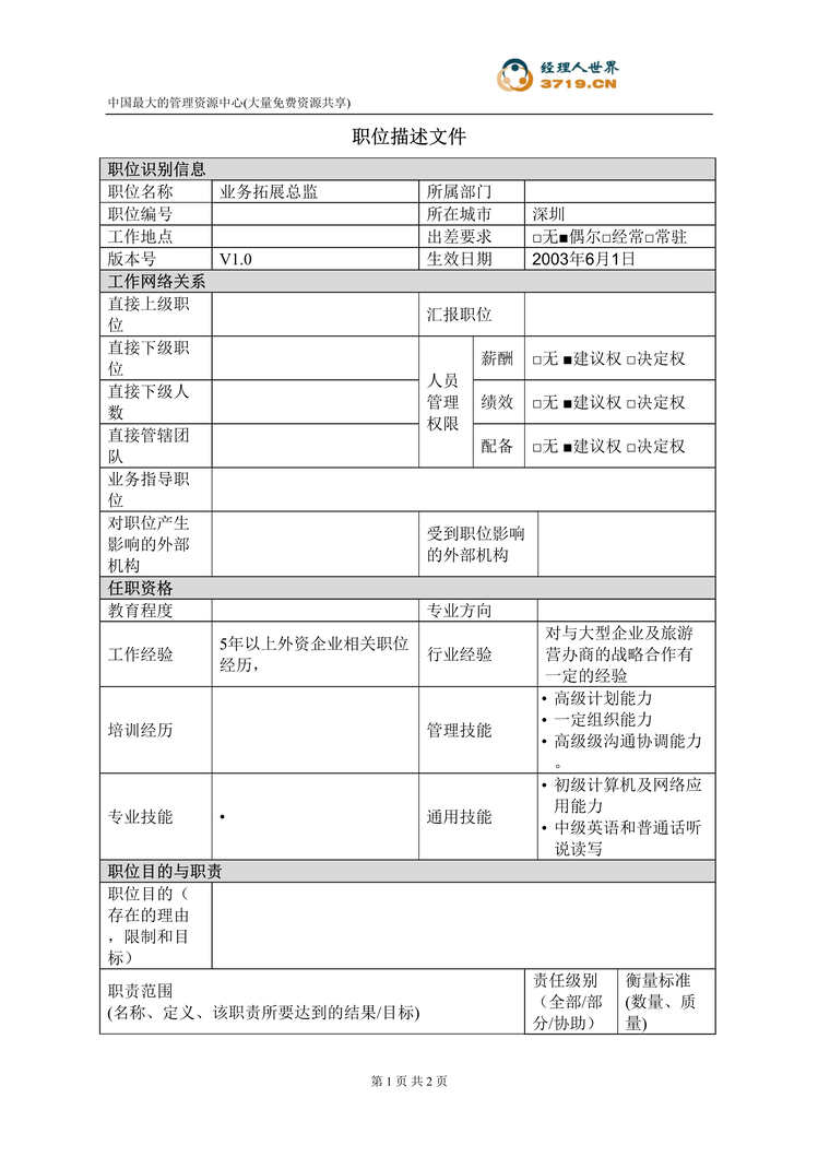 “港x旅酒店-业务拓展总监职位描述(doc).rar”第1页图片