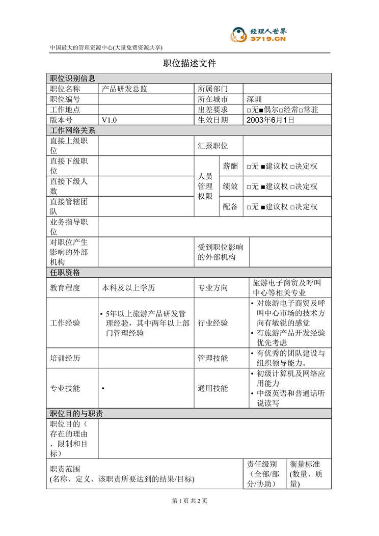 “港x旅酒店-产品研发总监职位描述(doc).rar”第1页图片