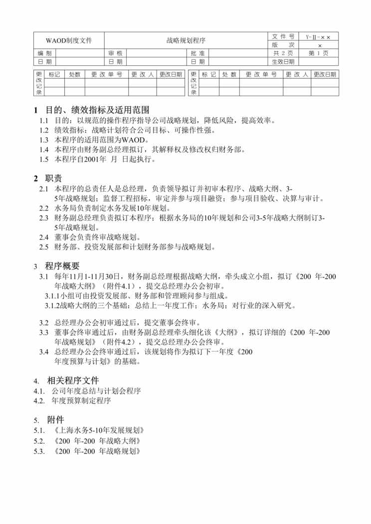 “某水务资产经营公司_战略规划程序、年度预算计划程序(doc)”第1页图片