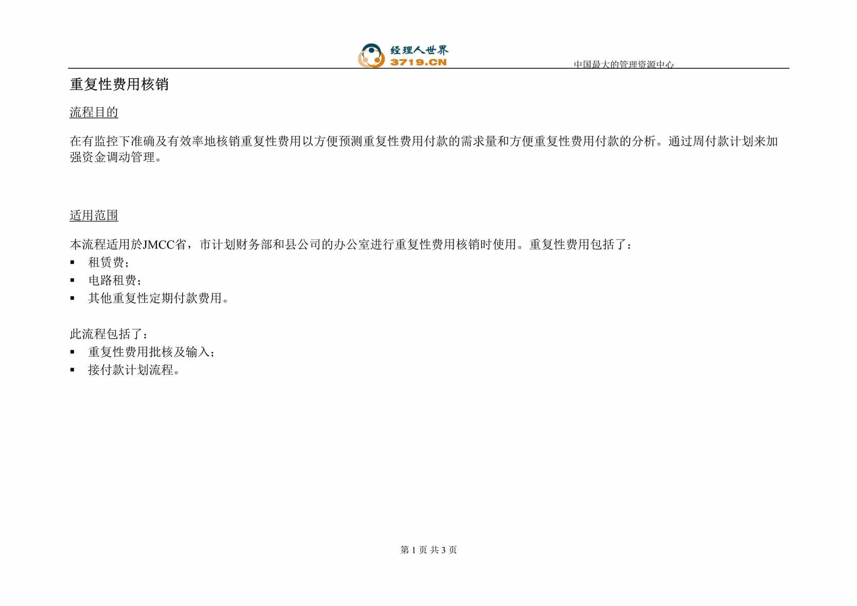 “香港电信应付管理-重复性费用核销流程(doc).rar”第1页图片