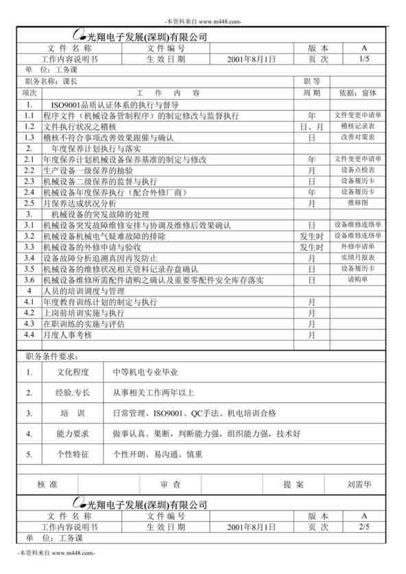 “浙江银轮机械公司工务工作內容说明书DOC”第1页图片