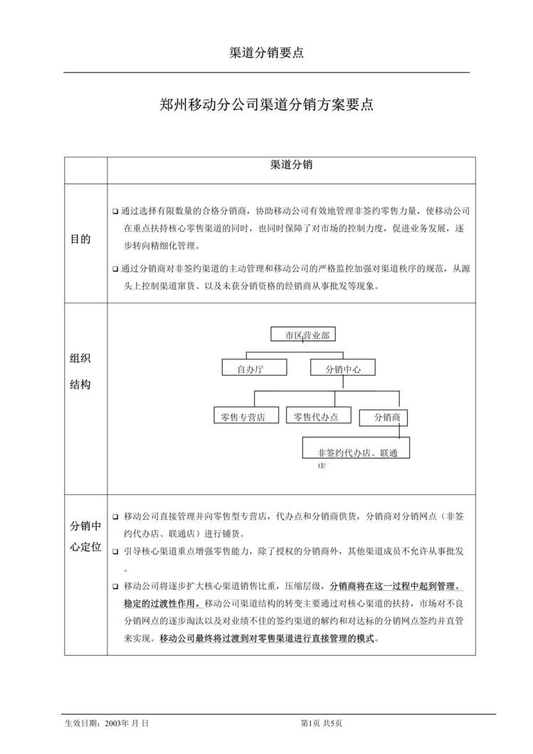 “移动通信公司x州分公司渠道分销方案要点(doc).rar”第1页图片