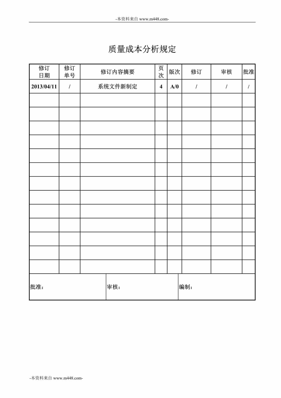 “上海亨通宏通信技术公司质量成本分析规定DOC”第1页图片