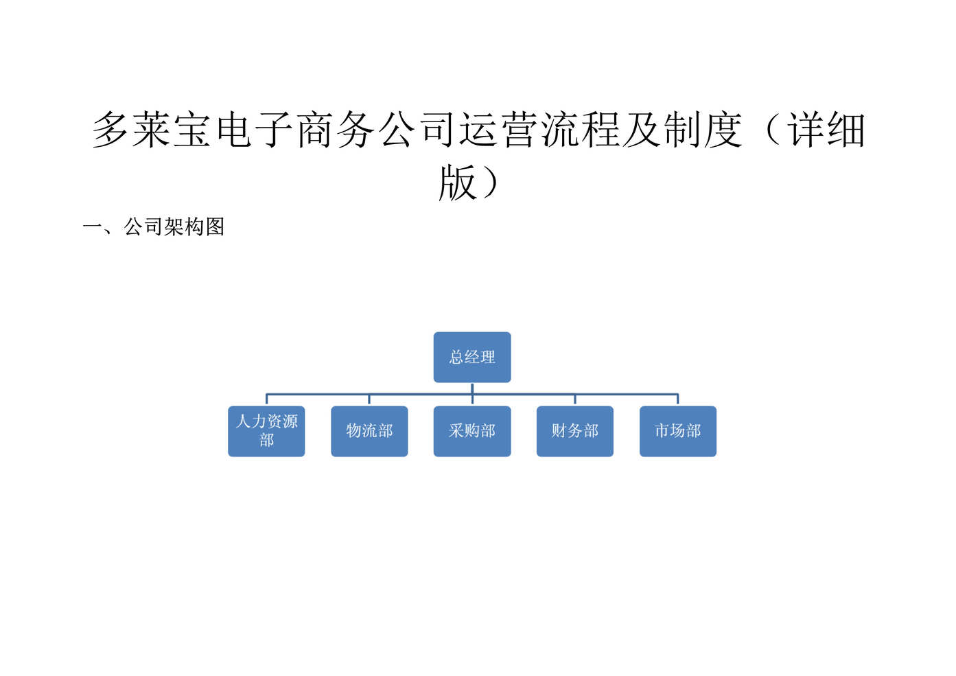 “多莱宝电子商务公司运营流程及制度DOC”第1页图片