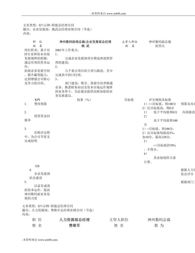 “神州数码公司各岗位业绩合同全套DOC_37页”第1页图片