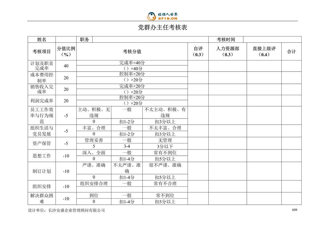 “亚华乳业公司党委考核表(doc).rar”第1页图片