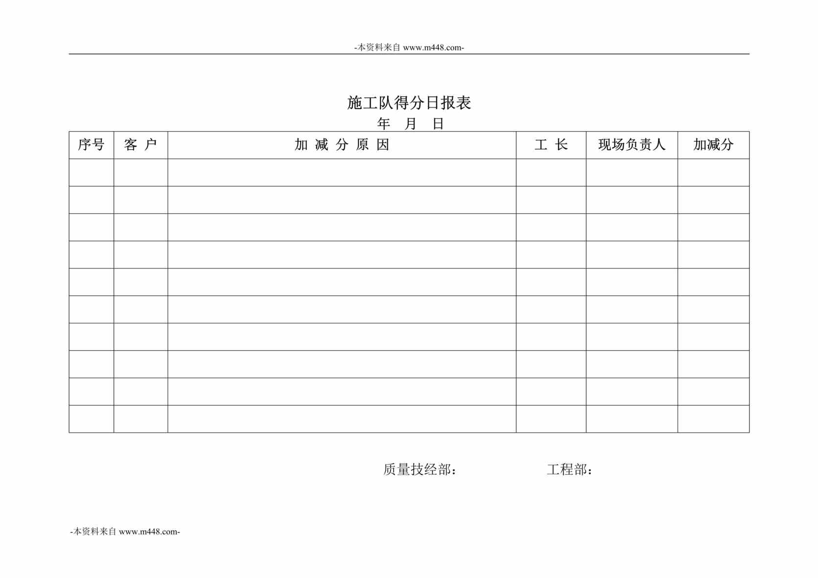 “东易日盛装饰公司施工队得分日报表DOC”第1页图片