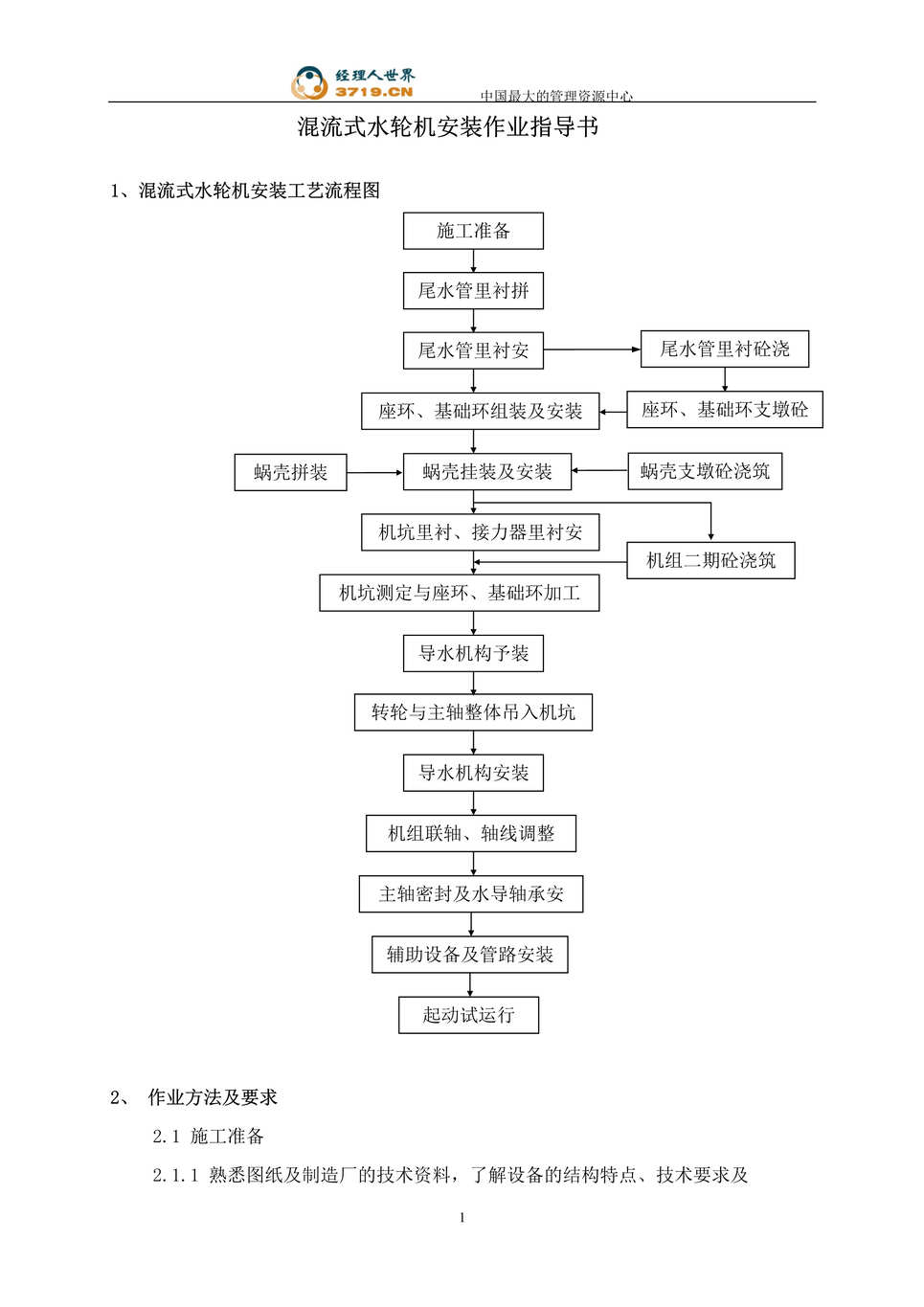 “混流式水轮机安装作业指导书(doc 22).rar”第1页图片