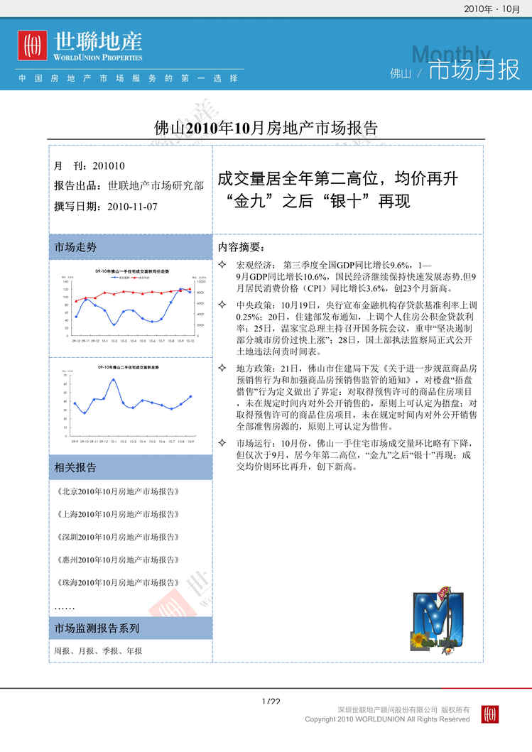 “最新10月佛山房地产市场报告22页世联DOC”第1页图片