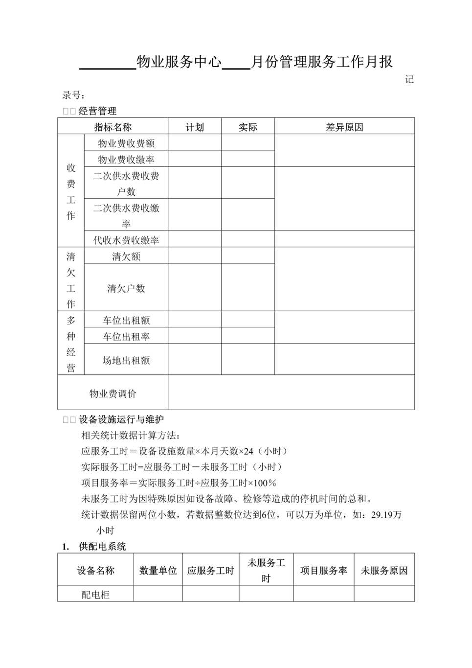 “某物业服务中心月份管理服务工作月报(doc).rar”第1页图片