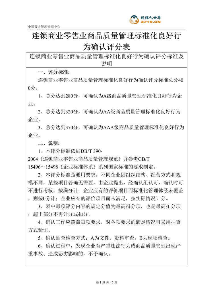 “零售业商品质量管理标准化良好行为确认评分表(doc　12).rar”第1页图片