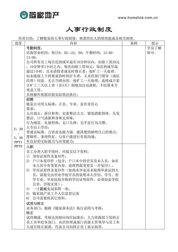 “链家地产公司人事行政制度DOC”第1页图片