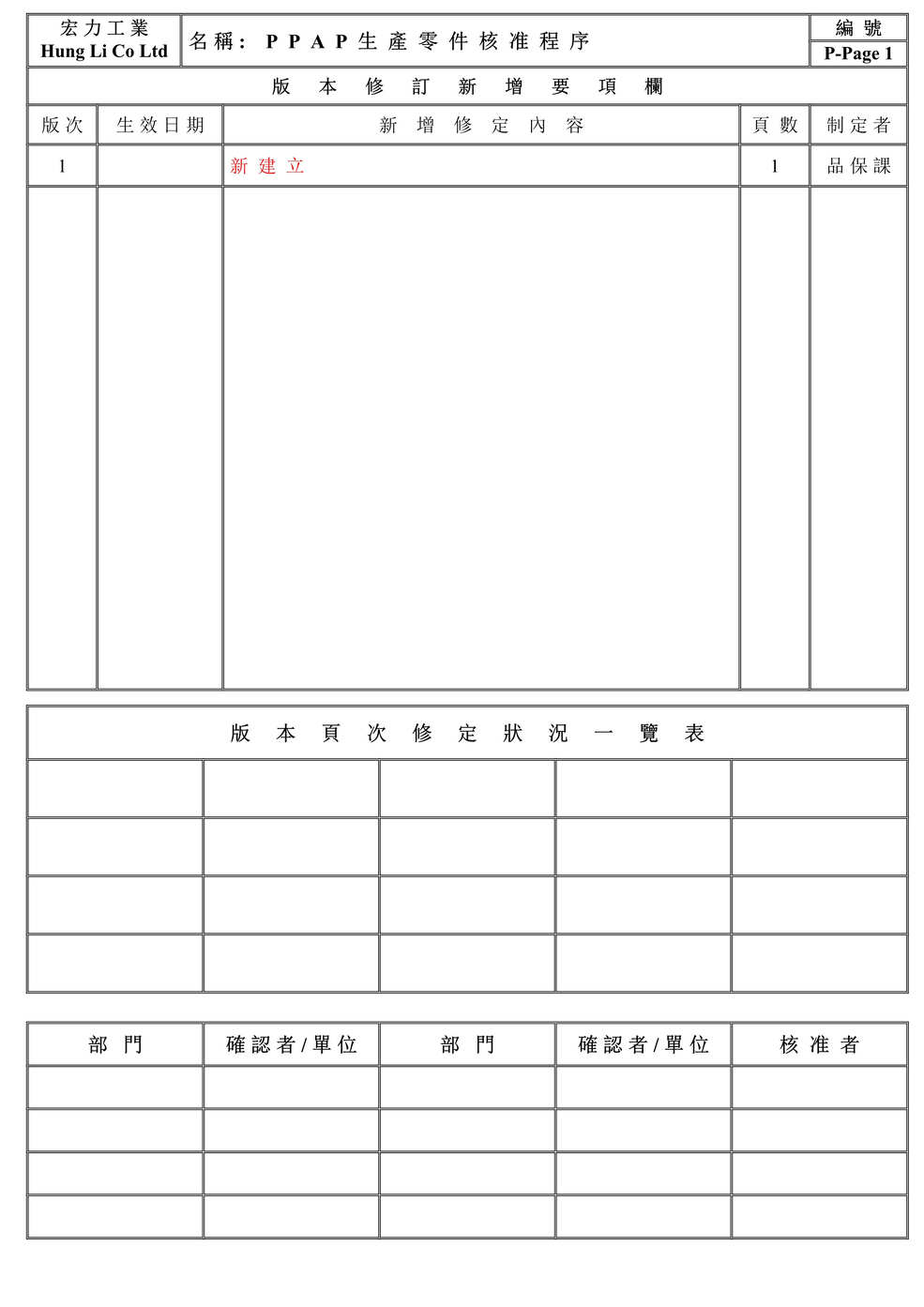 “宏力工业PPAP生产零件核准程序(doc).rar”第1页图片