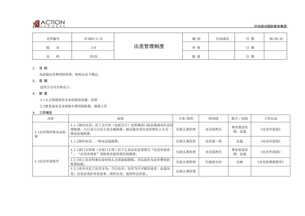 “出差管理制度_某教育集团行政制度(doc).rar”第1页图片