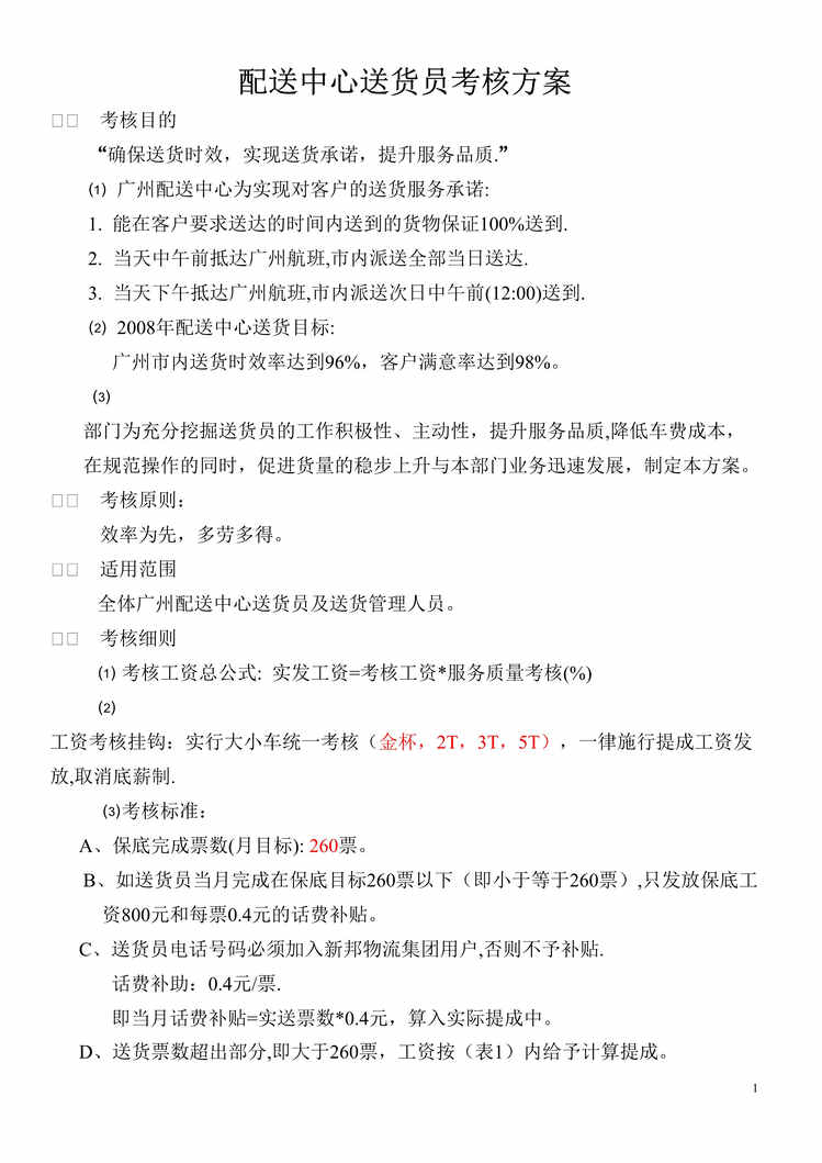 “某公司配送中心送货员考核方案(doc).rar”第1页图片