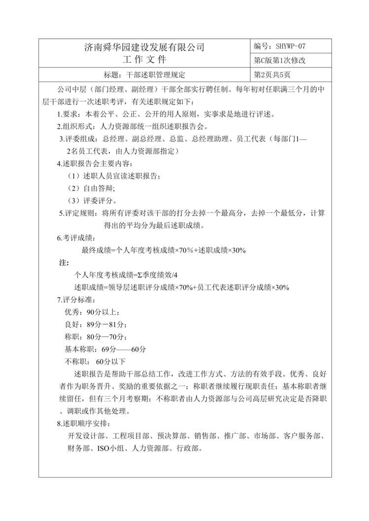 “舜华园建设公司干部述职管理办法(doc).rar”第1页图片