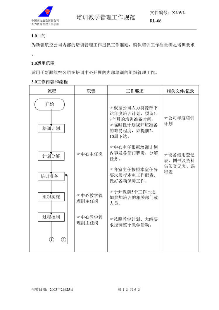 “某公司培训教学管理工作规范(doc).rar”第1页图片