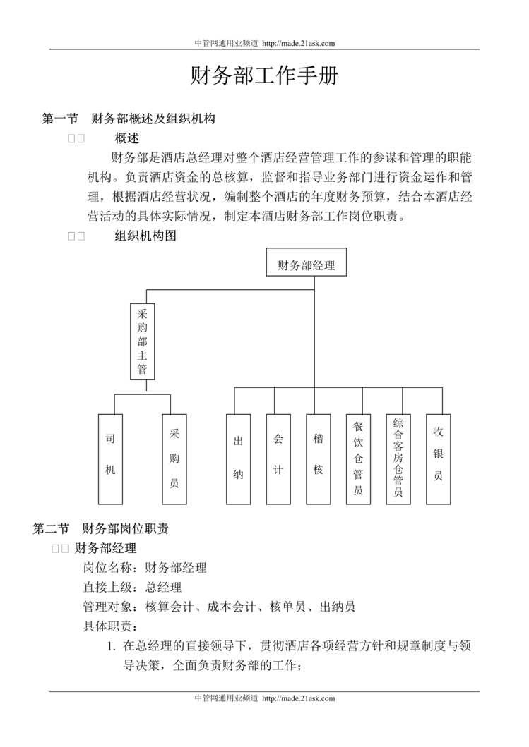 “某星级酒店财务部工作手册(43页).rar”第1页图片