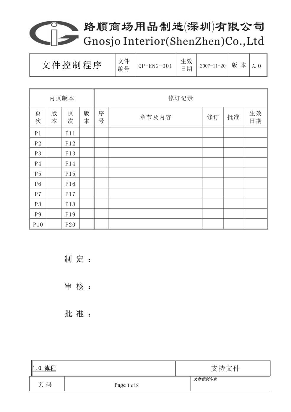 “某商场用品制造公司文件控制程序(doc).rar”第1页图片