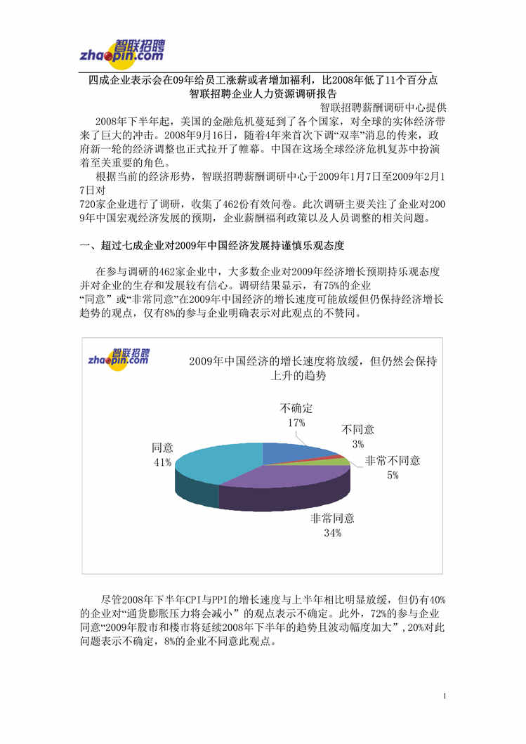 “2009年智联招聘企业预计涨薪调查报告(doc).rar”第1页图片