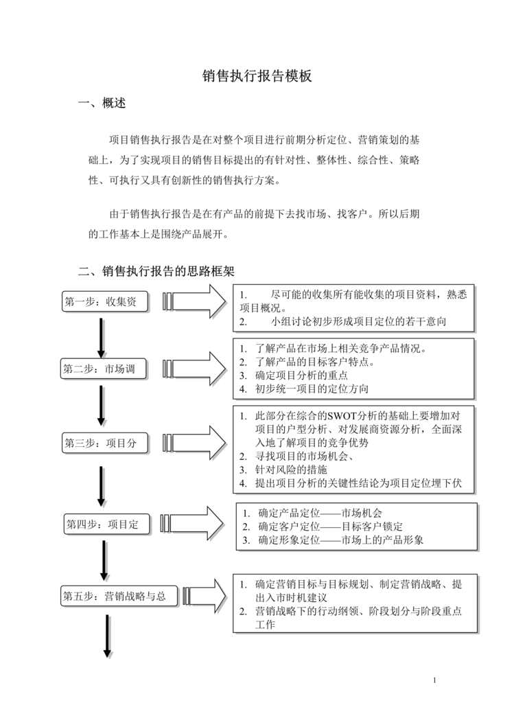 “项目销售执行报告模板DOC”第1页图片