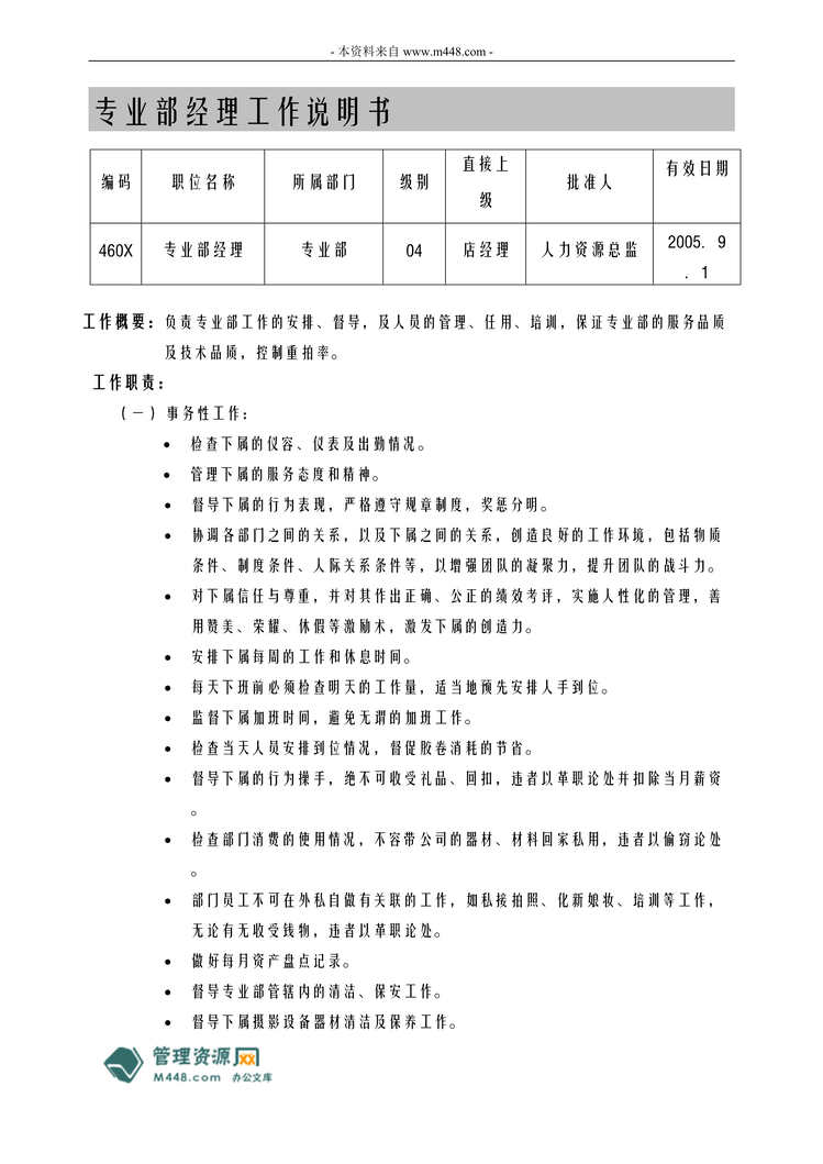 “金夫人婚纱摄影职位说明书汇编(68页).rar”第1页图片