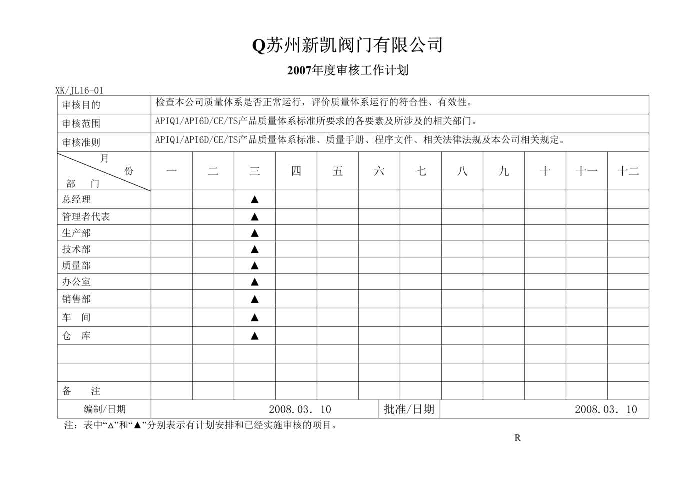 “新凯阀门API内部审核工作计划书16页.rar”第1页图片