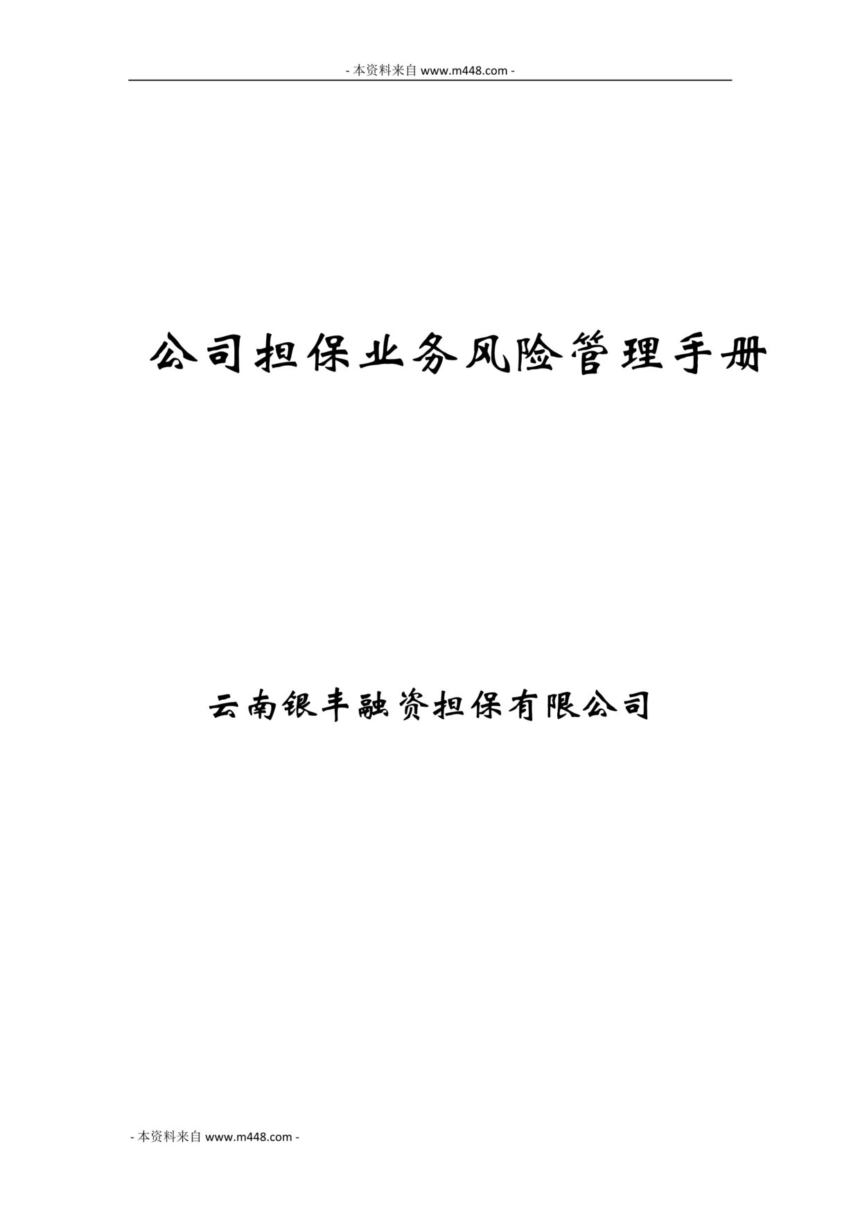 “银丰融资担保公司担保业务风险管理手册(23页).rar”第1页图片