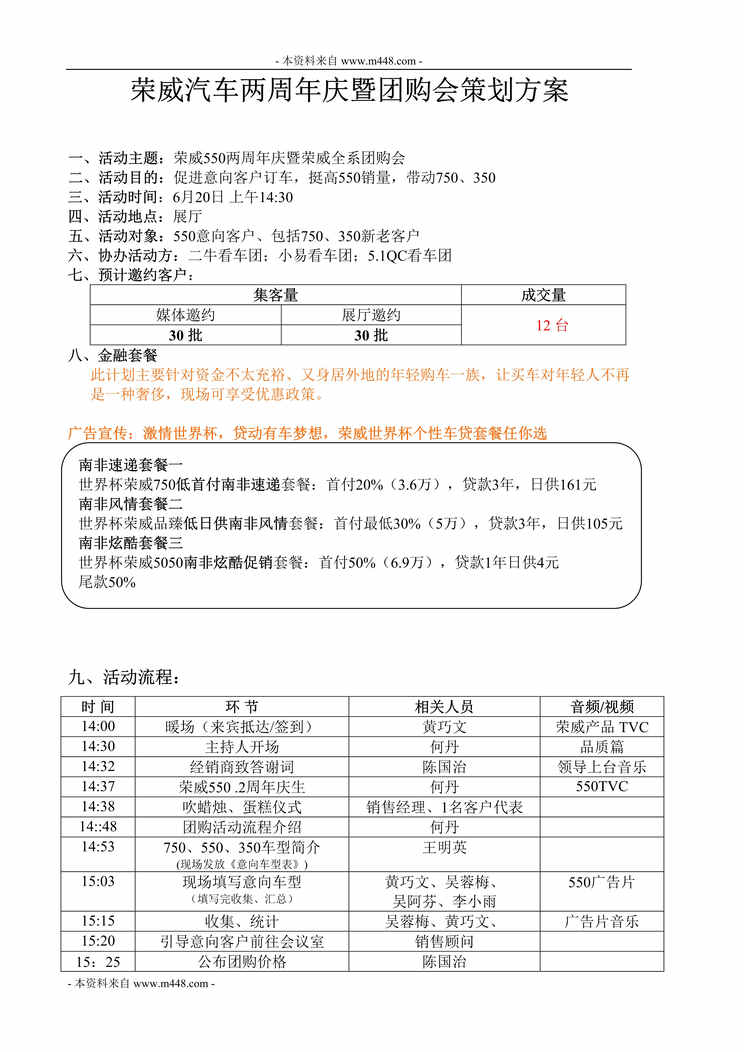 “荣威汽车两周年庆暨团购会策划方案(doc).doc”第1页图片