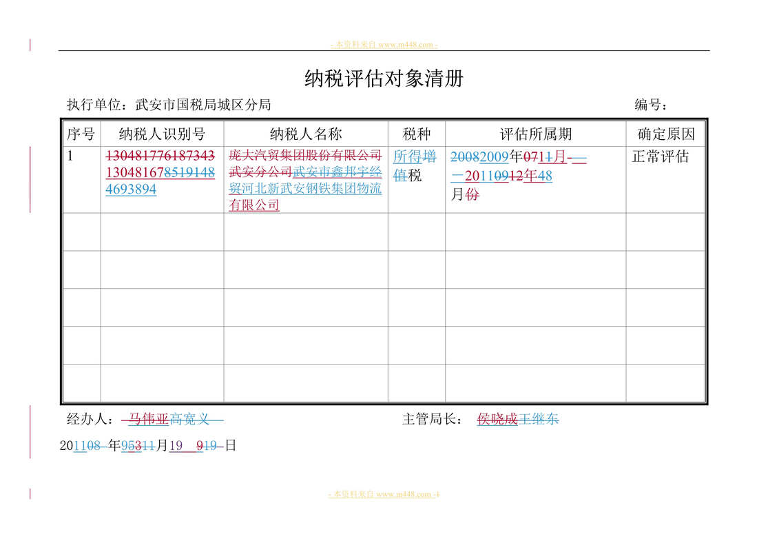 “新武安钢铁集团物流公司纳税评估情况报告DOC.doc”第1页图片