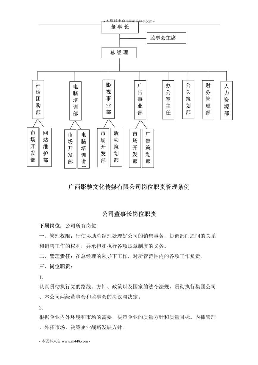 “影驰文化传媒公司岗位职责手册及管理制度(25页).rar”第1页图片