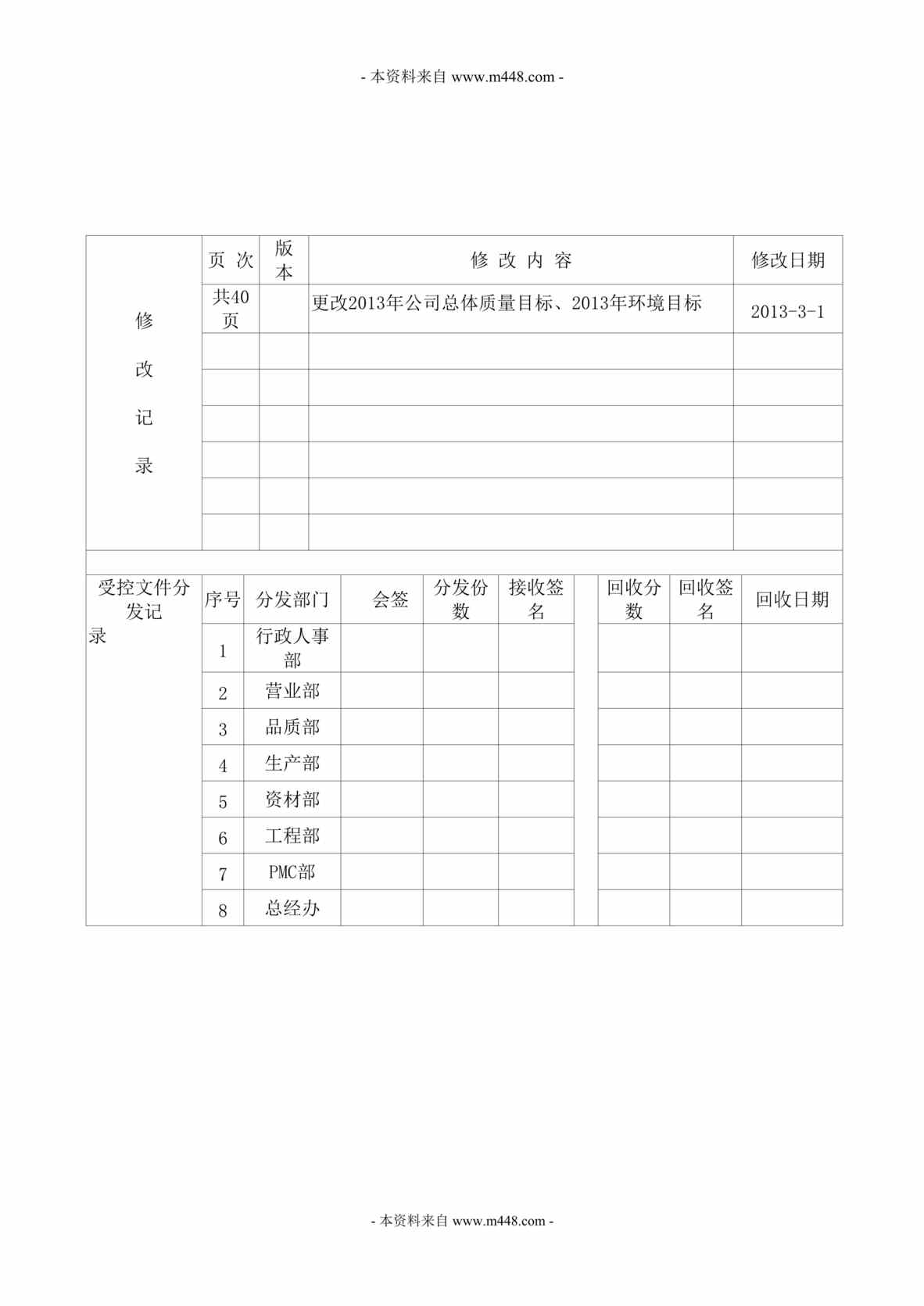 “德泰纸制品生产公司质量环境管理手册(41页).rar”第1页图片