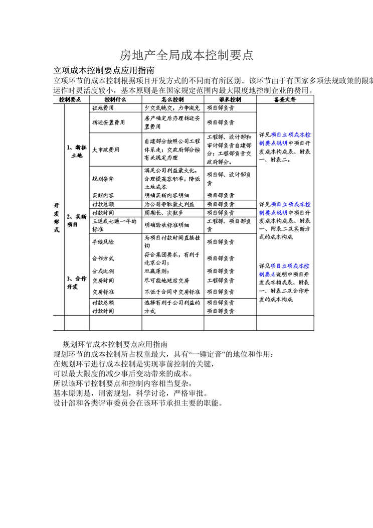 “房地产全局成本控制要点标准表格(15页).rar”第1页图片